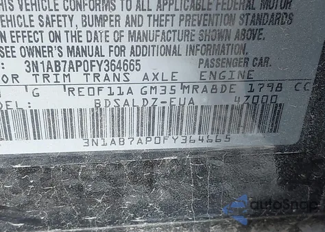 2015 Nissan Sentra Sv from USA, damaged, VIN 3N1AB7AP0FY364665